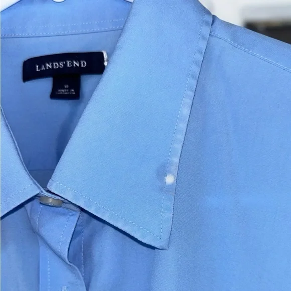 Lands’ End Mens Size 16 Solid Blue Long Sleeve Button Down Casual Collared Shirt - Picture 9 of 9